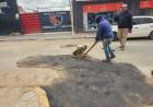 Realizaron tareas de bacheo y reparación de calzada sobre calle La Plata