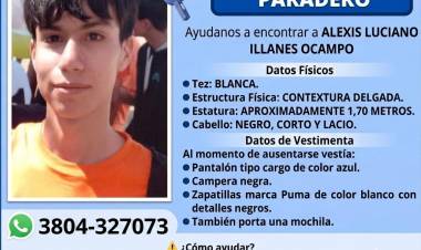 Intensifican la búsqueda del menor Alexis Luciano Illanes Ocampo en Chilecito y zonas aledañas