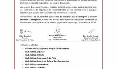 La Liga Chileciteña de Fútbol restringe el traslado de personas ajenas a las delegaciones oficiales