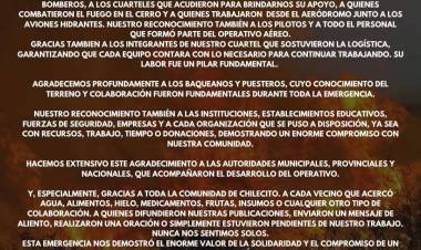 Bomberos Voluntarios de Chilecito agradecieron el apoyo de la comunidad tras extinguir el incendio