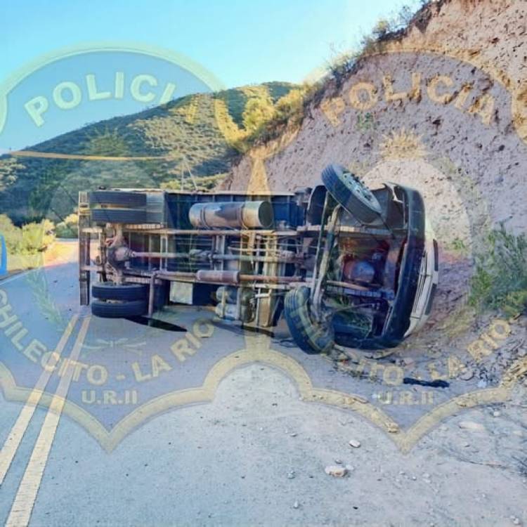 Un camión sufrió un desperfecto mecánico y terminó dañado en la Cuesta de Guanchín