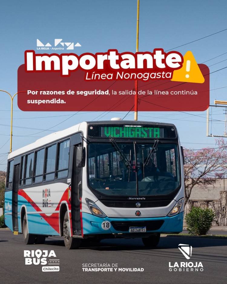 Rioja Bus mantiene suspendido el servicio de la Línea Nonogasta por razones de seguridad