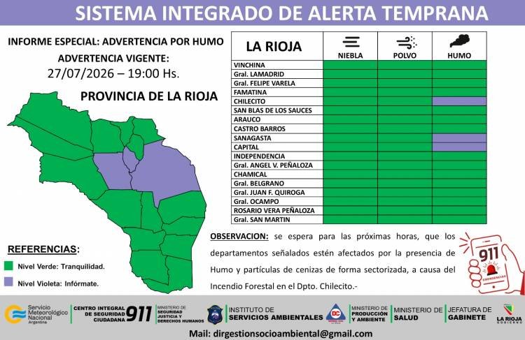 Emiten alerta preventivo por vientos, humo y niebla