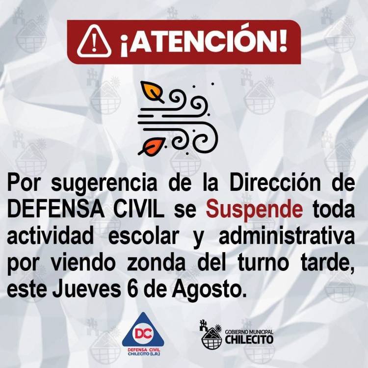 Suspenden las actividades escolares del turno tarde por fuertes vientos