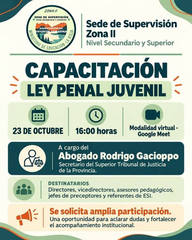 Capacitarán a equipos directivos sobre la nueva Ley Penal Juvenil
